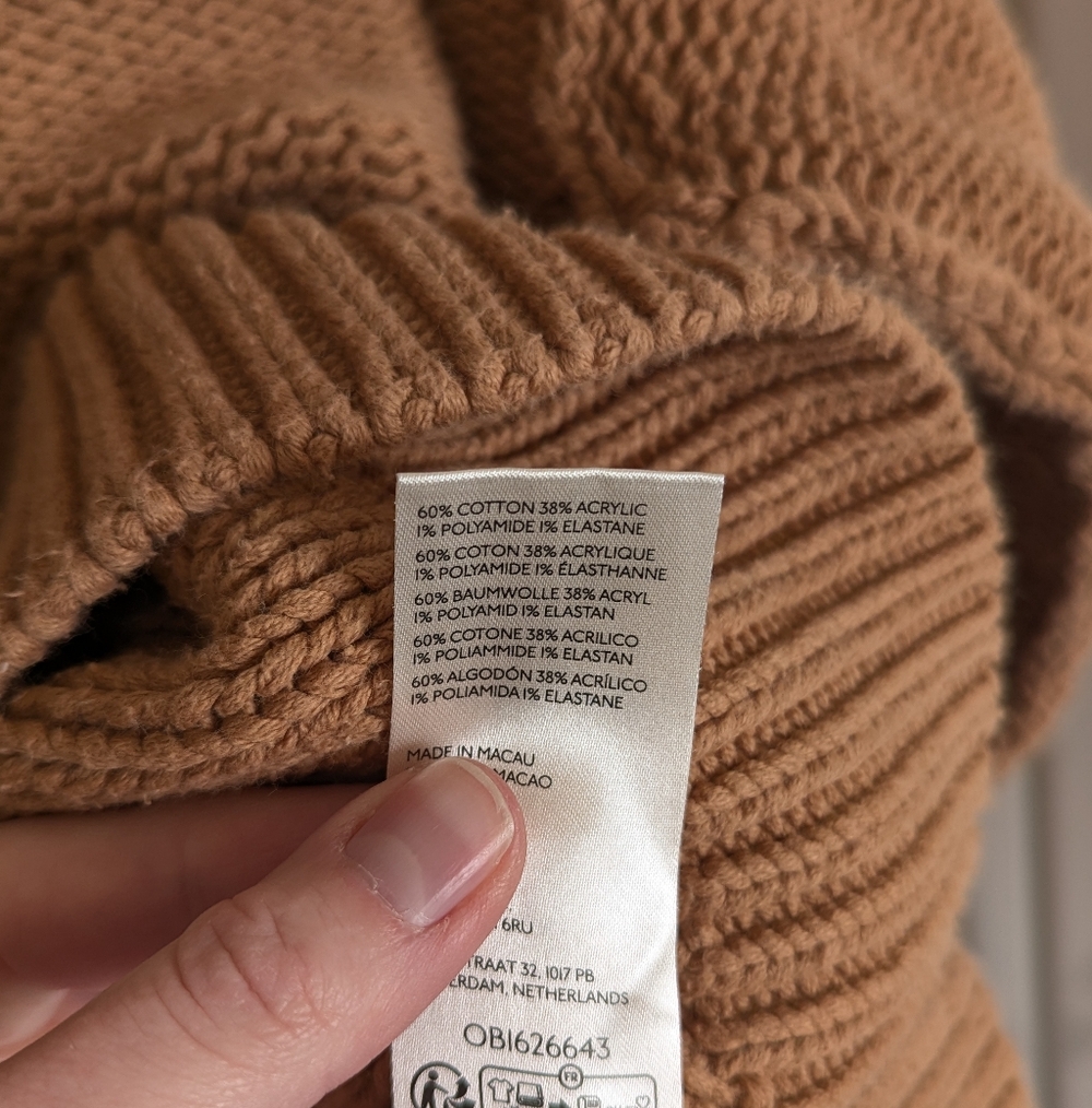 Free People Alli V-neck Chunky Oversized Sweater - Camel sz XS - Picture 7 of 7